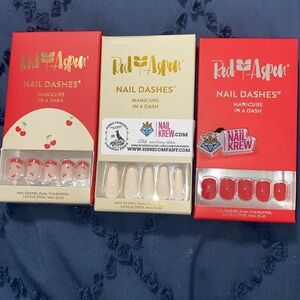NWT 3 full sets of Red Aspen Nails. Includes glue and file for diy apply 💅🏽